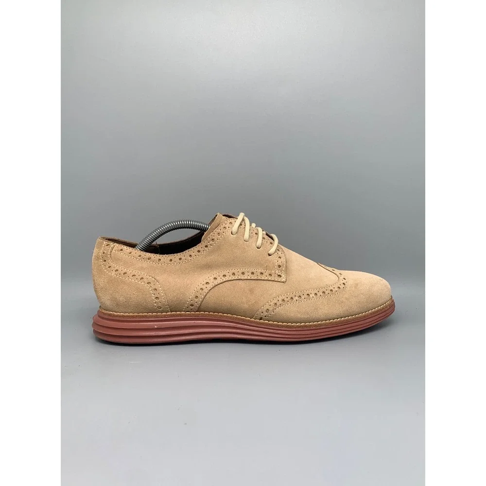 Cole Haan LunarGrand Tan Suede Wingtip Oxford Shoes C10228 Men's Sz 10.5